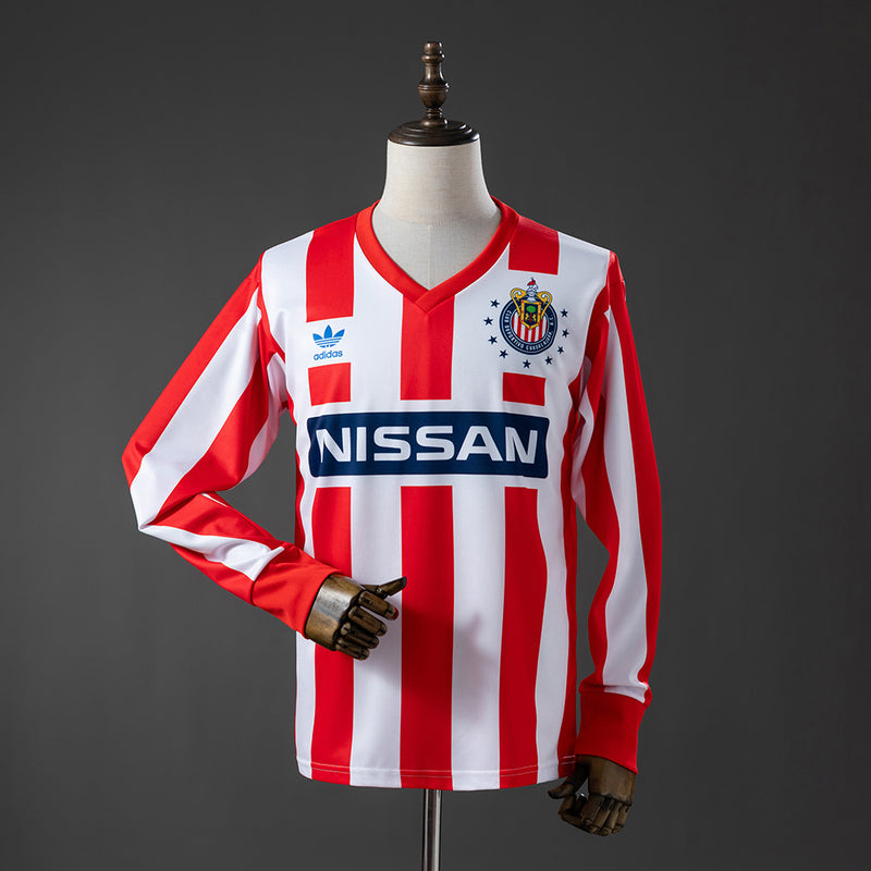 Retro Chivas Home Jersey 1990-1991 Long Sleeves Football Kit Soccer Shirt