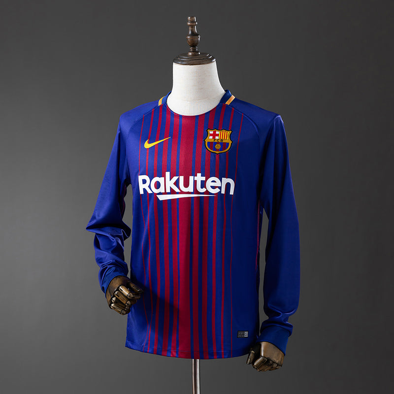 Barcelona Jersey 2017-18 Home Retro Football Kit Long Sleeves