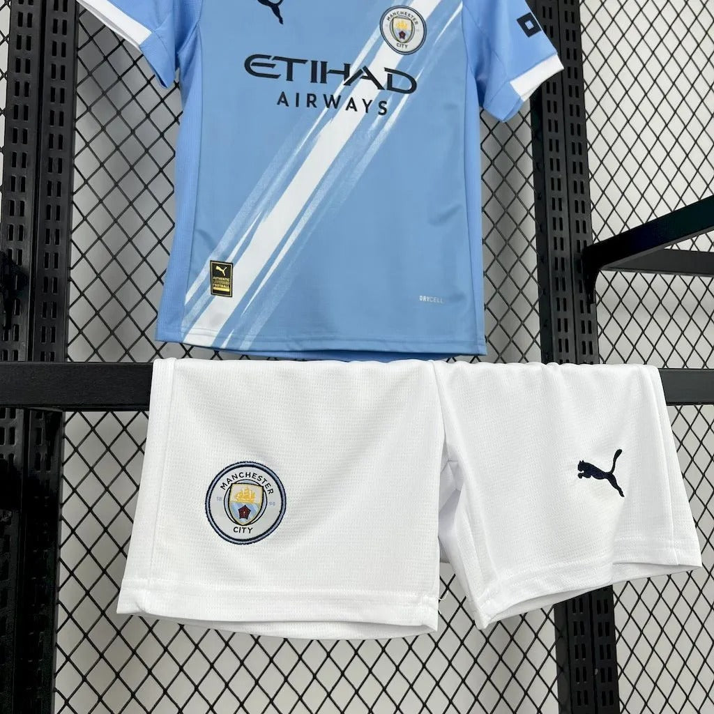 Kids Manchester City Home Jersey 25/26 Football Kit Soccer Jersey