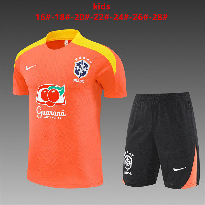 Kids Brazil Training Tracksuits 25/26 Football Kit Soccer Jersey