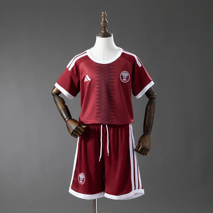 Kids Qatar Home Jersey 2026 World Cup Football Kit Soccer Shirt