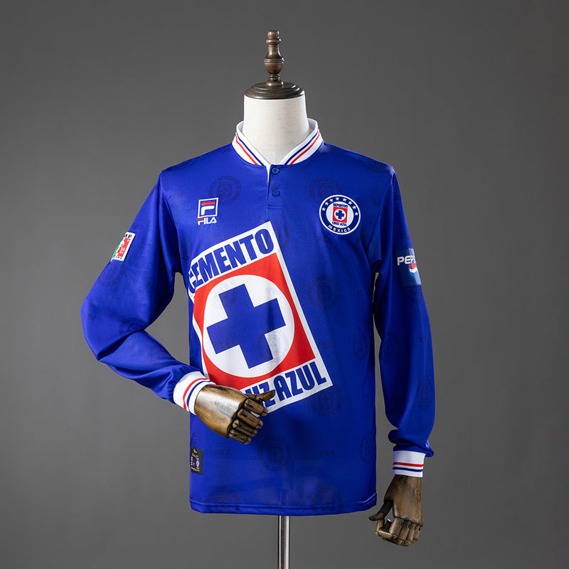 Retro Cruz Azul Home Jersey 1998 Long Sleeves Football Kit Soccer Shirt