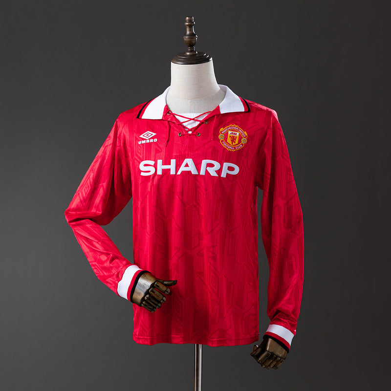 Manchester United Jersey 1992-94 Home Retro Football Kit Long Sleeves