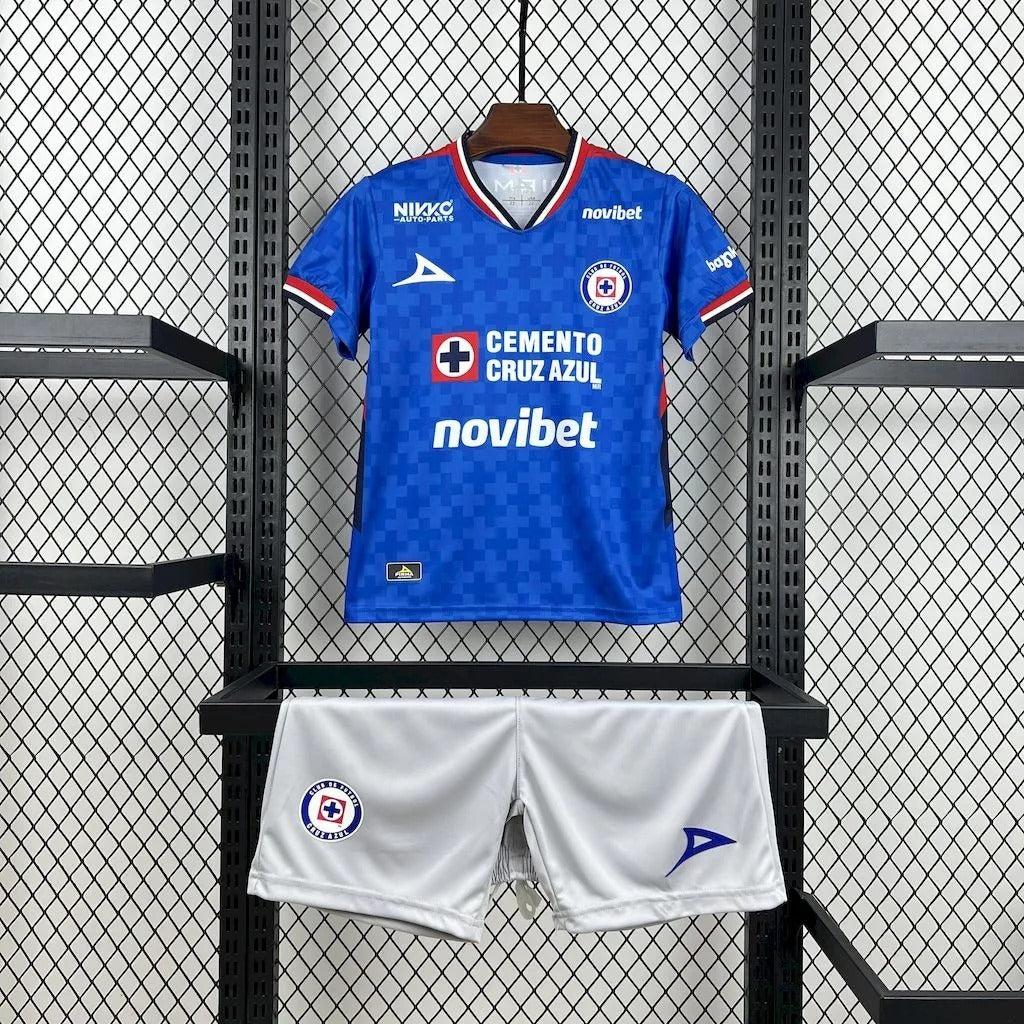 Kids Cruz Azul Jersey 25/26 Home Football Kit Soccer Jersey