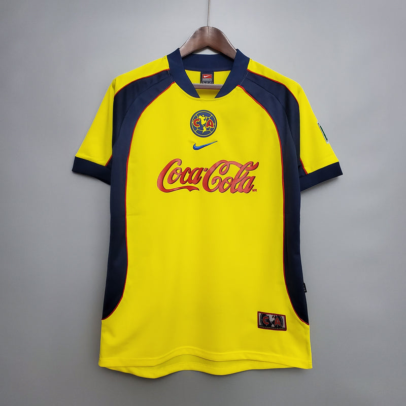 Retro Club America Jersey 2001-02 Home Yellow Football Kit Soccer Jersey