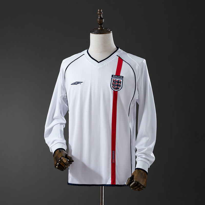 England Jersey 2002 Home Retro Football Kit Long Sleeves