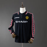 Man United Jersey 1998-99 Home Black Retro Kit Long Sleeves
