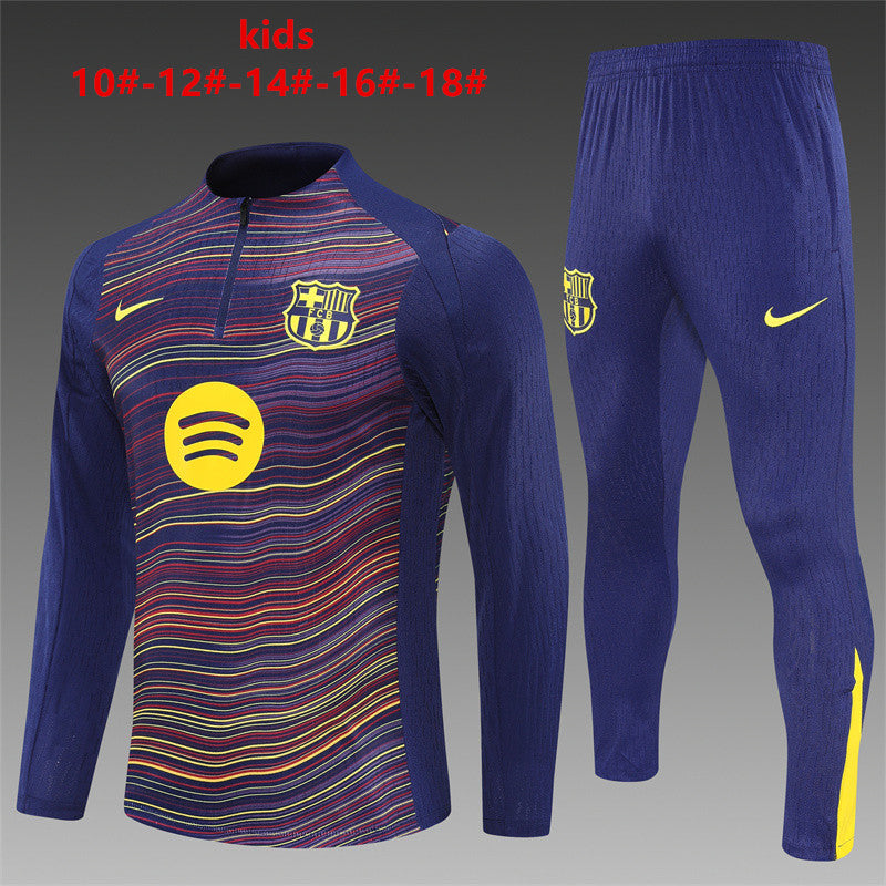Kids Barcelona Training Tracksuits 25/26 Football Kit Soccer Jersey