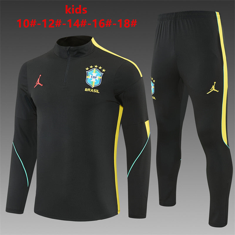 Kids Brazil Training Tracksuits 2026 Football Kit Soccer Jersey