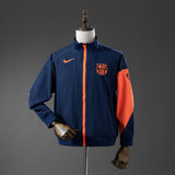 Barcelona Windbreaker 2025/26 Navy Blue & Orange Football Soccer Jacket
