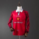 Man United Jersey 1996-98 Home Retro Football Kit Long Sleeves