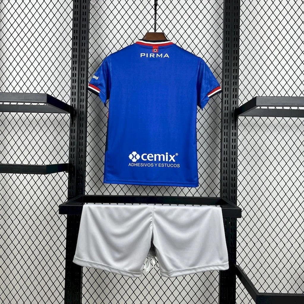 Kids Cruz Azul Jersey 25/26 Home Football Kit Soccer Jersey