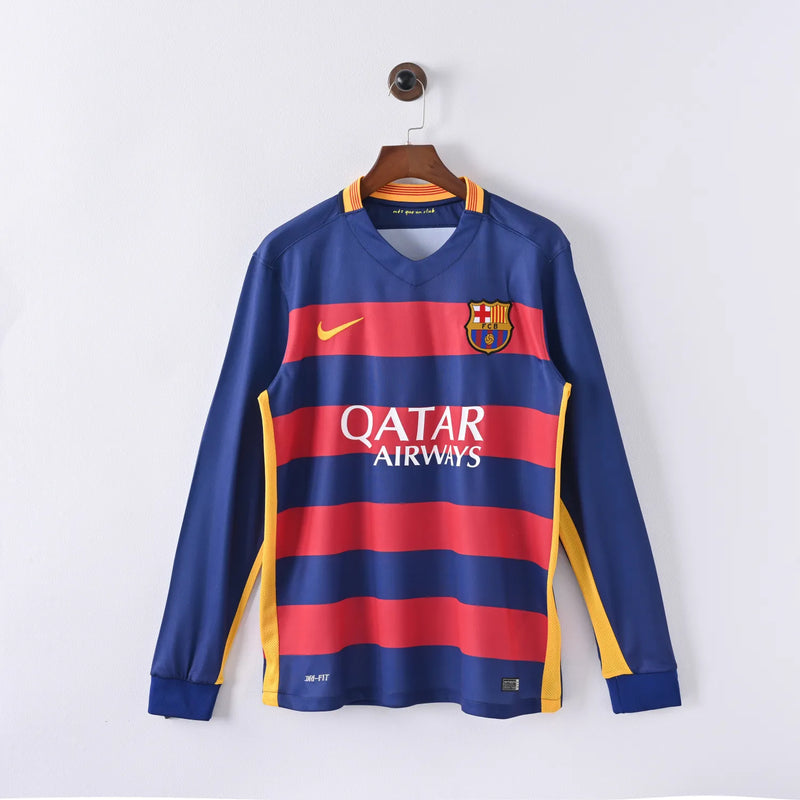Retro Barcelona Jersey 2015/16 Home Long Sleeves Football Kits Soccer Shirt