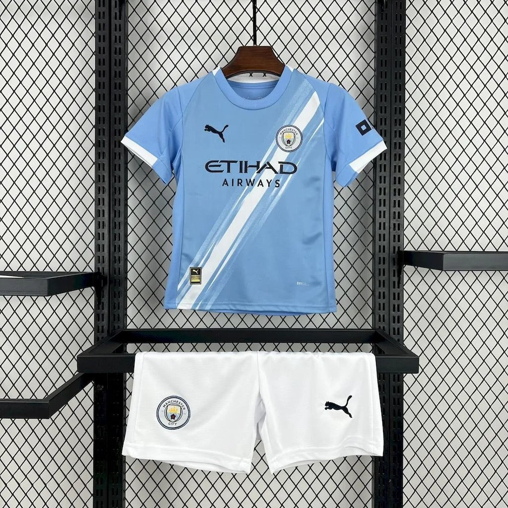 Kids Manchester City Home Jersey 25/26 Football Kit Soccer Jersey