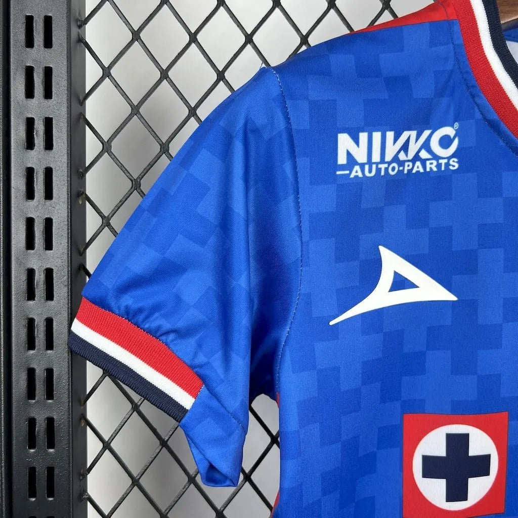 Kids Cruz Azul Jersey 25/26 Home Football Kit Soccer Jersey