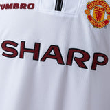 Man United Jersey 1998-99 Home White Retro Kit Long Sleeves