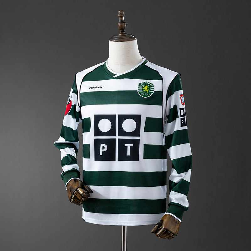 Sporting CP Jersey 2001/03 Home Retro Football Kit Long Sleeves