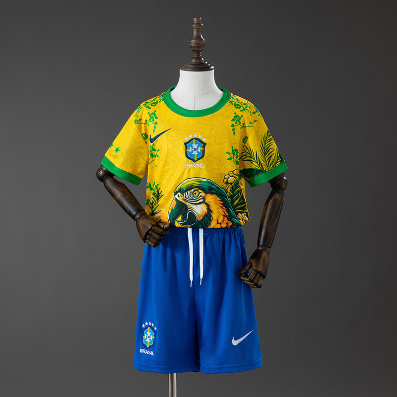 Kids Brazil Jersey 2026 World Cup Special Football Kit Soccer Shirt