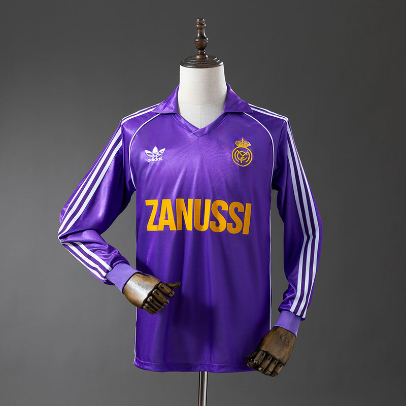 Real Madrid Jersey 1984-85 Away Retro Football Kit Long Sleeves