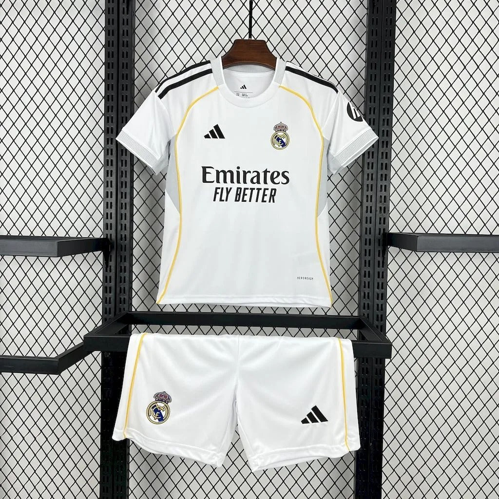Kids Real Madrid Home Jersey 25/26 Football Kit Soccer Jersey