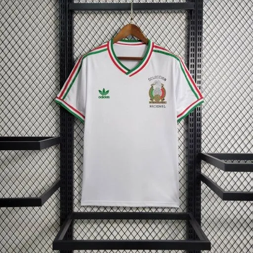 Camiseta de fútbol retro del equipo de fútbol de México, kit de visitante, 1985