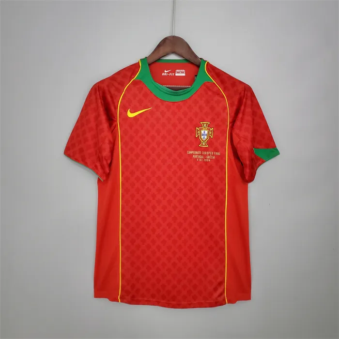 Camiseta de fútbol retro del equipo de fútbol de Portugal, kit de inicio 2004