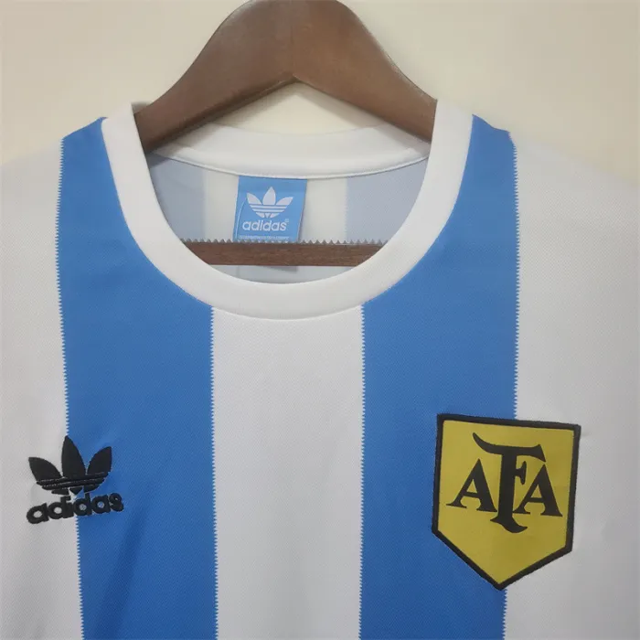 Argentina Jersey Home Kit 1978 Retro Long Sleeves Football Team Soccer Shirt