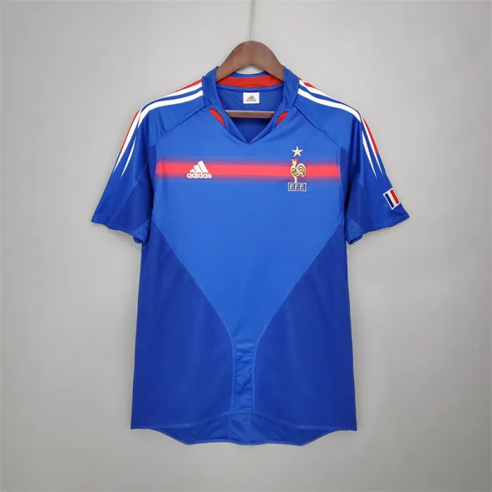 Camiseta de fútbol retro del equipo de fútbol de Francia, kit de local 2004