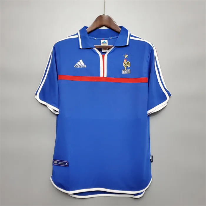 Camiseta de fútbol retro del equipo de fútbol de Francia, kit local, 2000