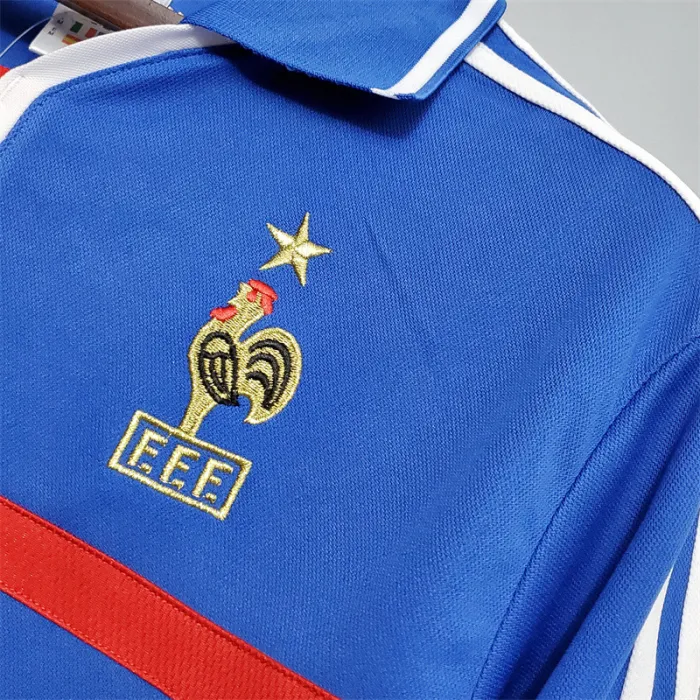 Camiseta de fútbol retro del equipo de fútbol de Francia, kit local, 2000