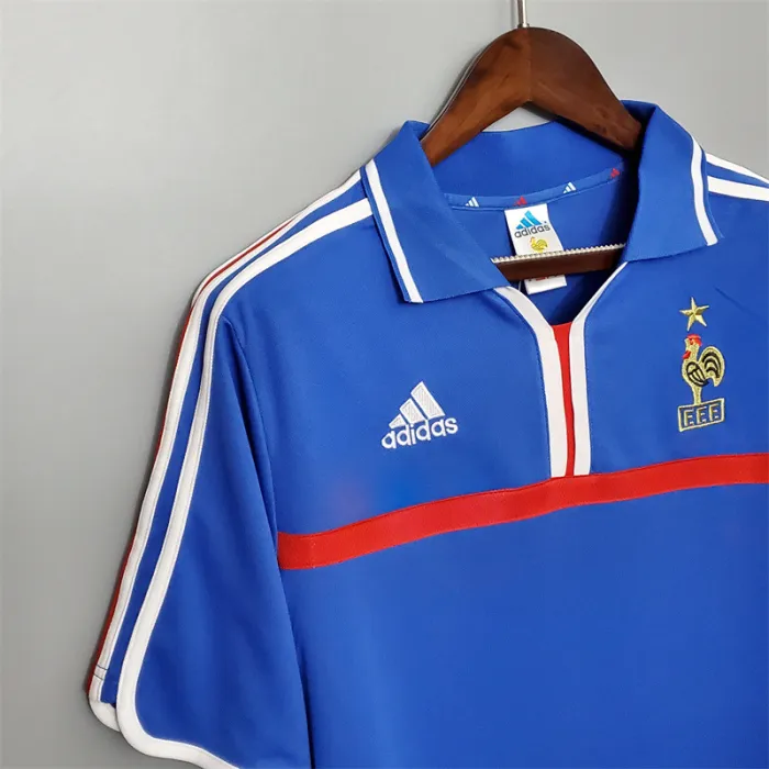 Camiseta de fútbol retro del equipo de fútbol de Francia, kit local, 2000