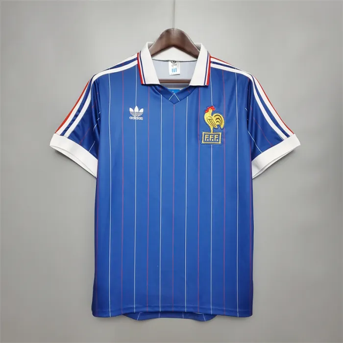 Camiseta de fútbol retro del equipo de fútbol de Francia, kit local, 1982