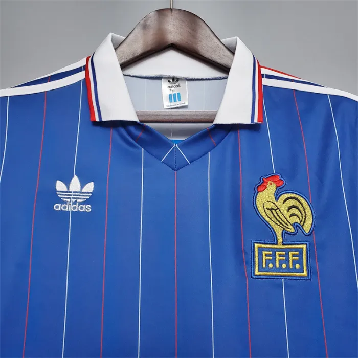 Camiseta de fútbol retro del equipo de fútbol de Francia, kit local, 1982