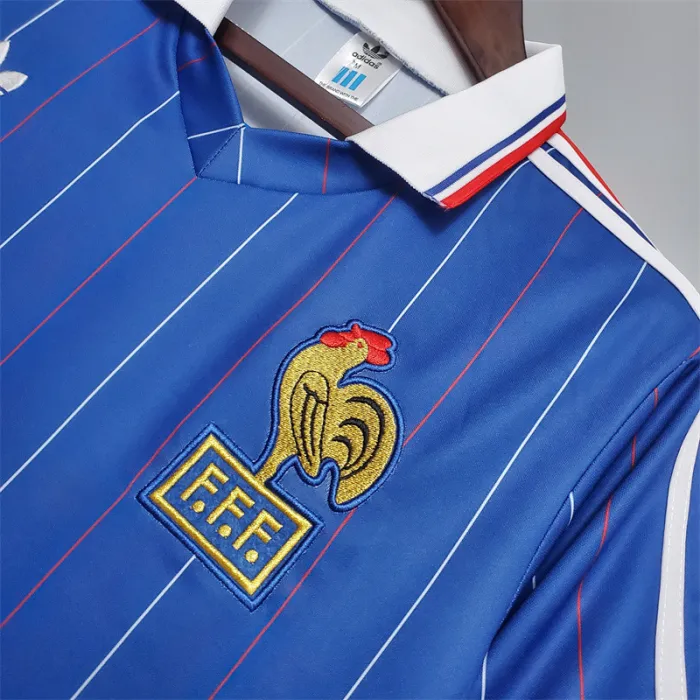 Camiseta de fútbol retro del equipo de fútbol de Francia, kit local, 1982