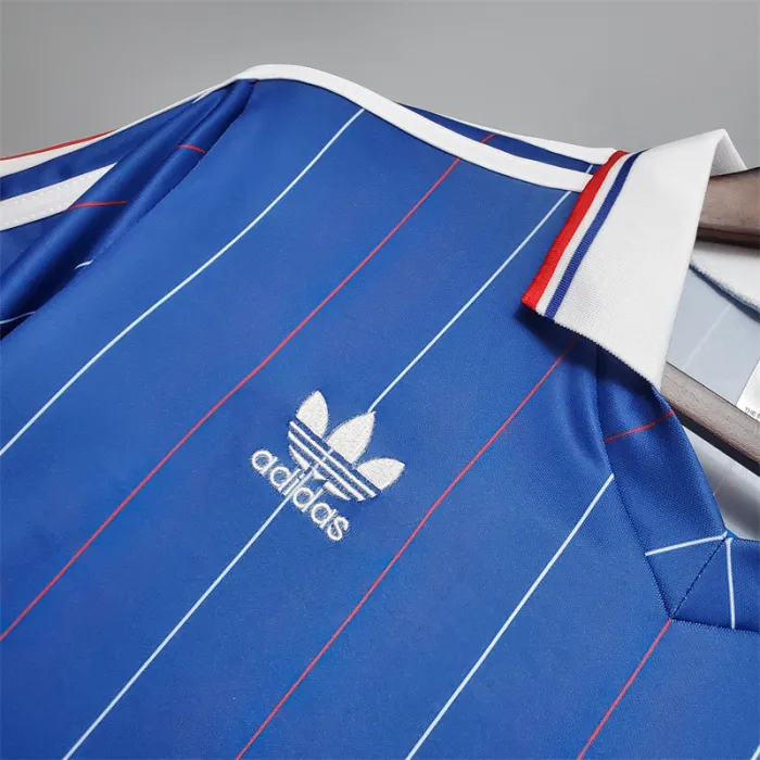 Camiseta de fútbol retro del equipo de fútbol de Francia, kit local, 1982