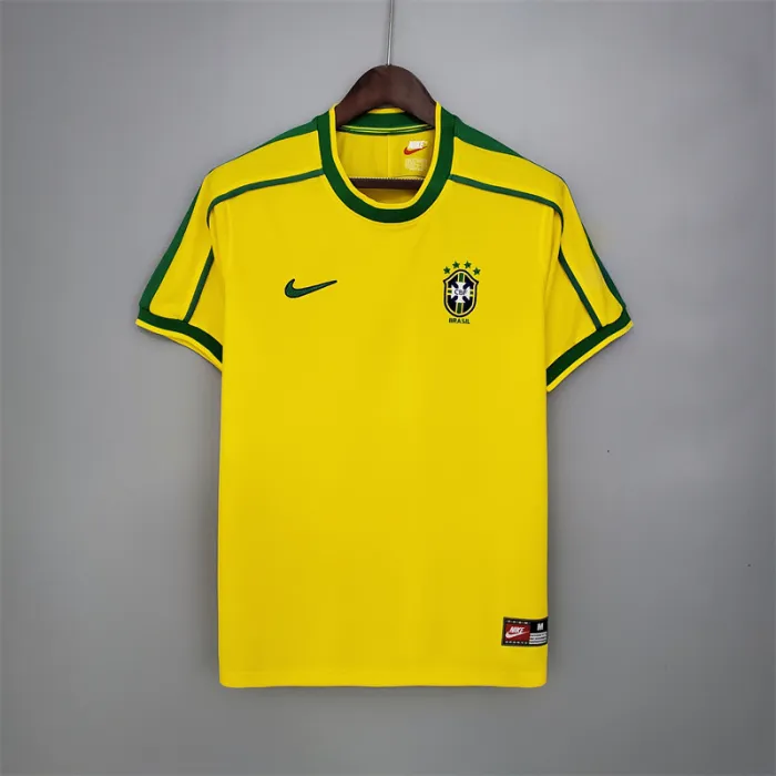 Camiseta de fútbol retro del equipo de fútbol de Brasil, kit de local, 1998