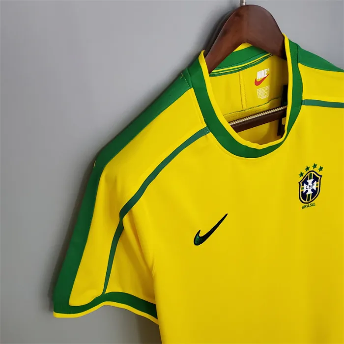 Camiseta de fútbol retro del equipo de fútbol de Brasil, kit de local, 1998