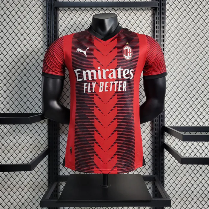Versión del jugador Camiseta del AC Milan 23/24 Kit de fútbol local 2023 2024 Camiseta del equipo de fútbol