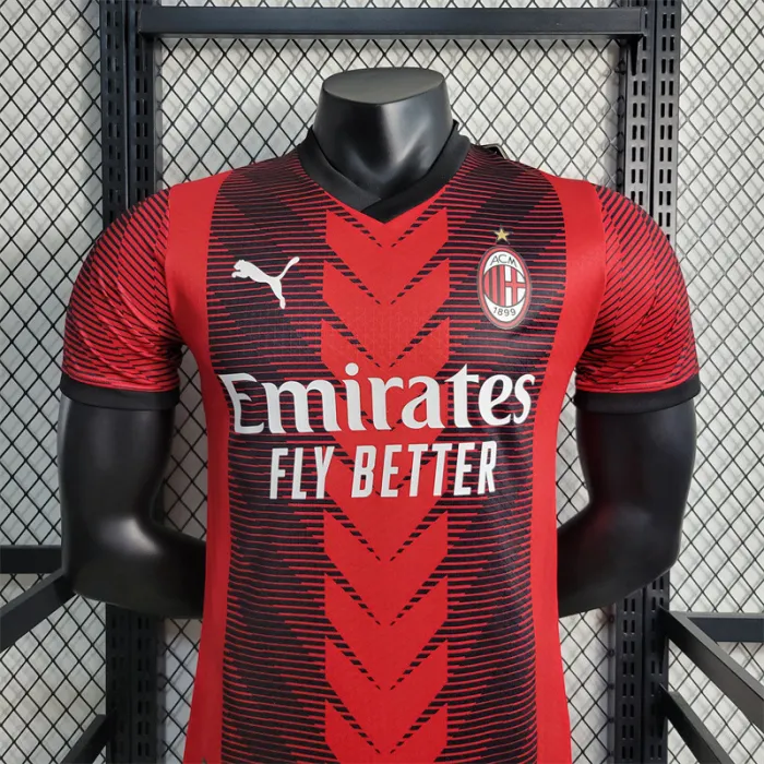 Versión del jugador Camiseta del AC Milan 23/24 Kit de fútbol local 2023 2024 Camiseta del equipo de fútbol