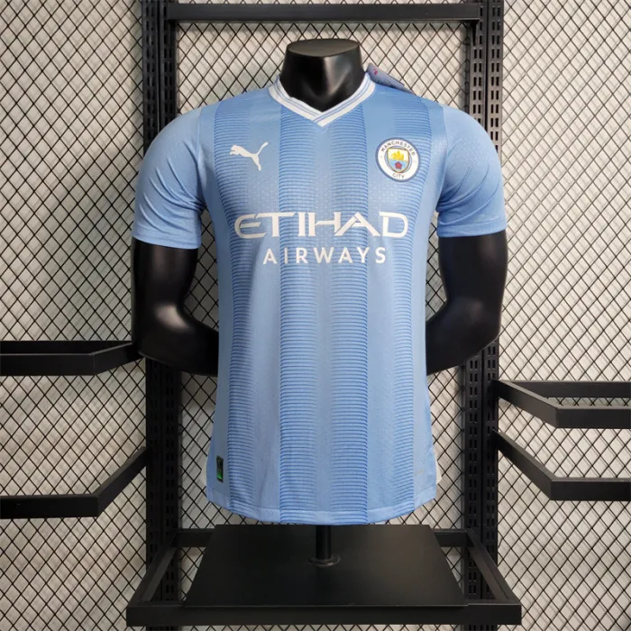 Versión del jugador Camiseta del Manchester City 23/24 Kit de fútbol local 2023 2024 Camiseta de fútbol