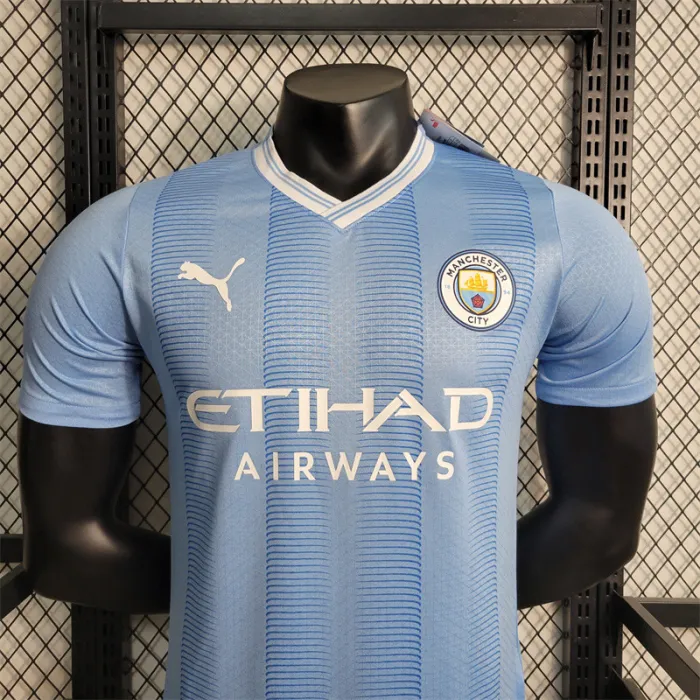 Versión del jugador Camiseta del Manchester City 23/24 Kit de fútbol local 2023 2024 Camiseta de fútbol