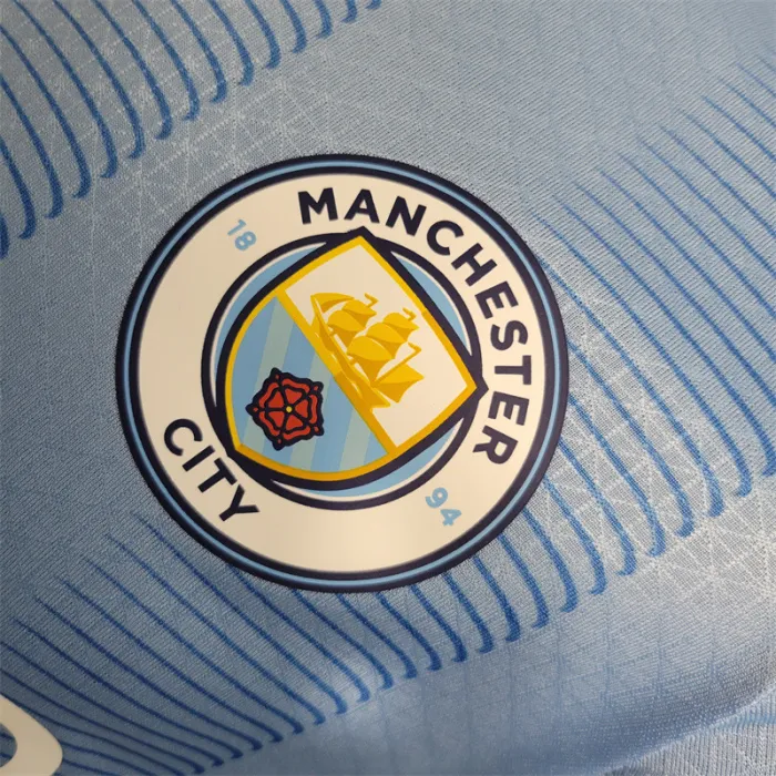 Versión del jugador Camiseta del Manchester City 23/24 Kit de fútbol local 2023 2024 Camiseta de fútbol