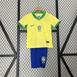 Kids Brazil Home Kit 24/25 Copa America 2024 Football Jersey - PalmSportss