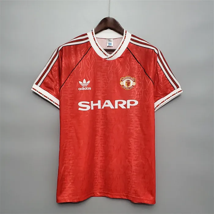 Camiseta de fútbol retro del equipo de fútbol del Manchester United, kit de local 1990/92