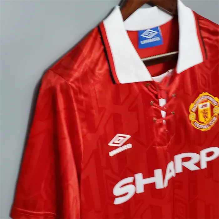 Camiseta de fútbol retro del equipo de fútbol del Manchester United, kit de local 1992/93