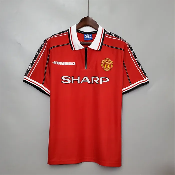 Camiseta de fútbol retro del equipo de fútbol del Manchester United, kit de local 1998/99