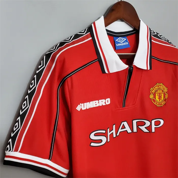 Camiseta de fútbol retro del equipo de fútbol del Manchester United, kit de local 1998/99