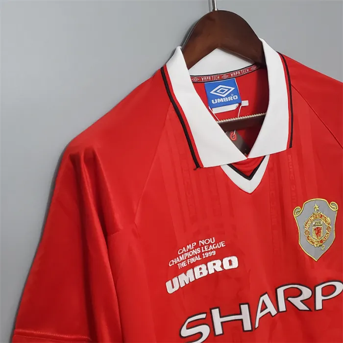 Camiseta de fútbol retro del equipo de fútbol del Manchester United, kit de local 1999/00