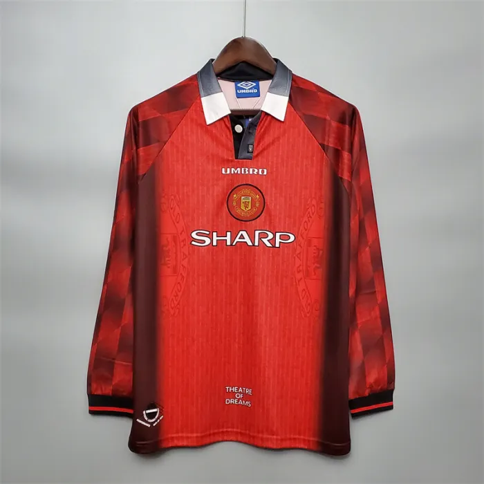Camiseta de fútbol retro de manga larga del Manchester United, equipo de fútbol local, 1996