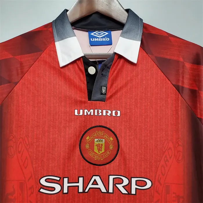 Camiseta de fútbol retro de manga larga del Manchester United, equipo de fútbol local, 1996
